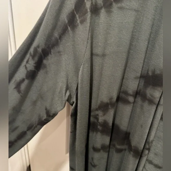LA Made Open Front Tie Dye Long Sleeve Moss/Black Modal Long Sleeve Womens L - Picture 2 of 4